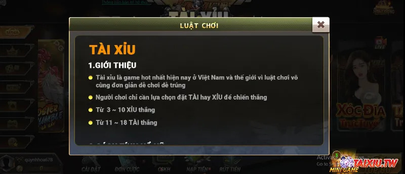 Luật chơi tài Xỉu S666 chi tiết