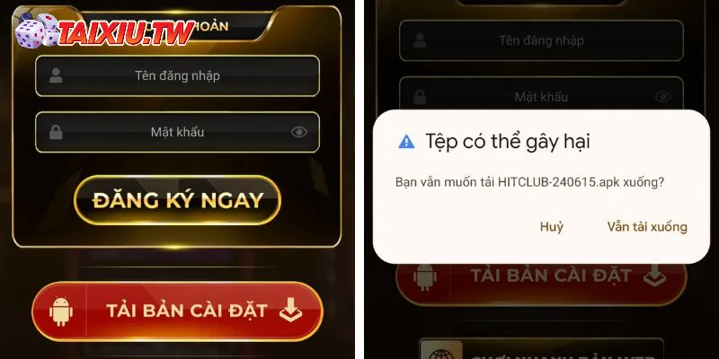 Chọn Vẫn tải xuống để tải app Hit Club