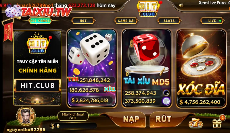 Nhấn chọn game Tài xỉu